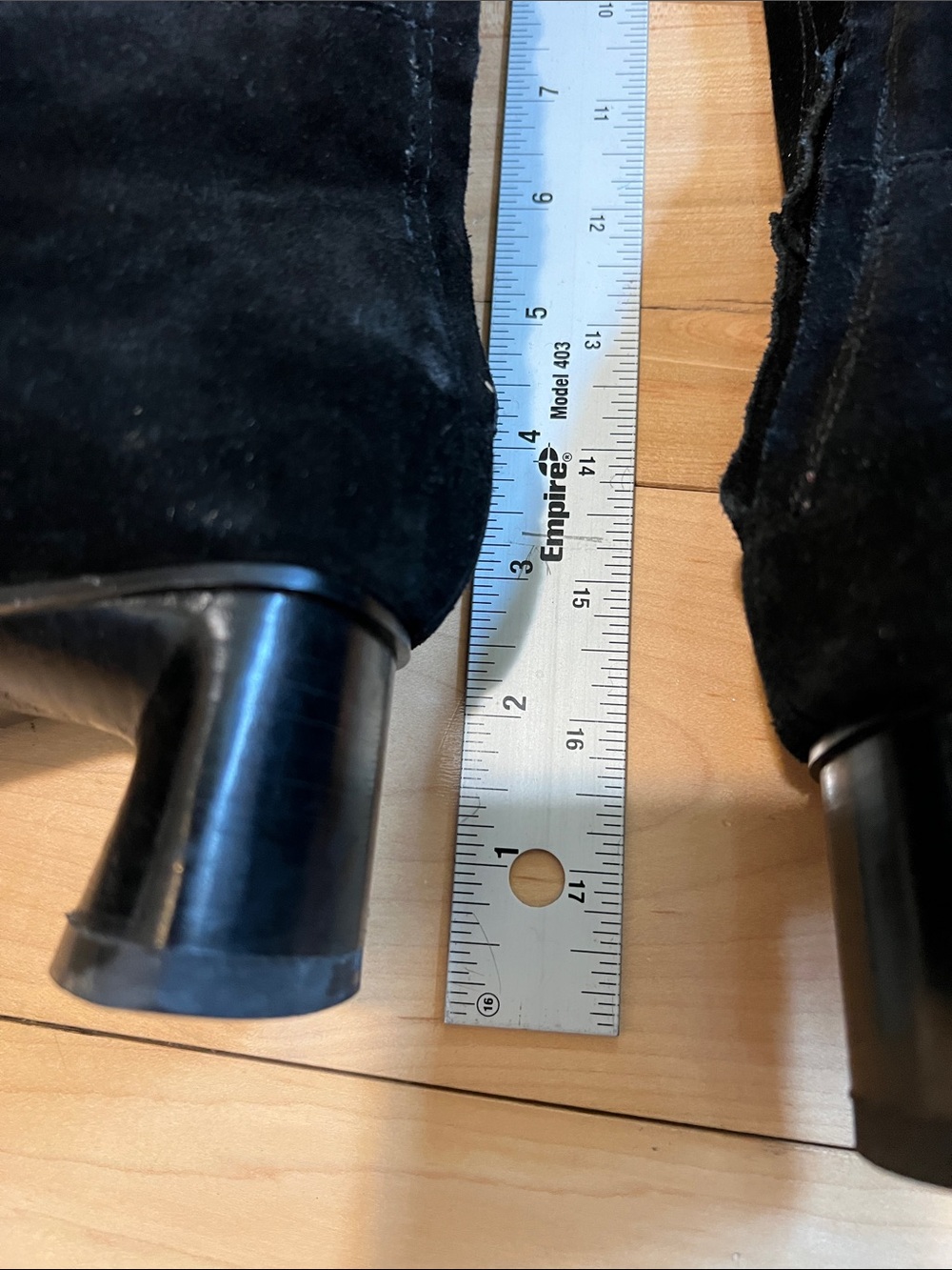 Ann Marino Black Suede Knee-High Heeled Boots - Picture 9 of 17